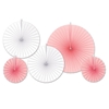 Assorted Sized Accordion Paper Fans in Pink and White