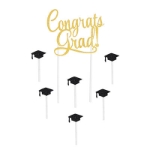 Congrats Grad! Cake Topper (Pack of 12) Congrats Grad! Cake Topper, congrats grad, cake topper, decoration, graduation, wholesale, inexpensive, bulk, classroom