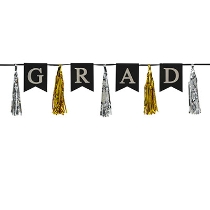 Grad Tassel Streamer (Pack of 12) Grad Tassel Streamer, grad, tassel streamer, gold, silver, classroom, graduation, wholesale, inexpensive, bulk