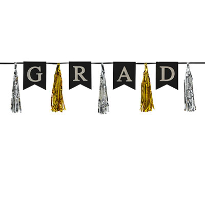 Grad Tassel Streamer (Pack of 12) Grad Tassel Streamer, grad, tassel streamer, gold, silver, classroom, graduation, wholesale, inexpensive, bulk