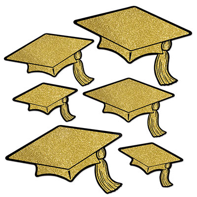 Glittered Foil Grad Cap Cutouts (Pack of 72) Glittered Foil Grad Cap Cutouts, grad cap, graduation cap, graduation, decoration, classroom, wholesale, inexpensive, bulk