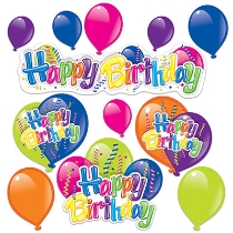 Bright Colored Happy Birthday Cutouts