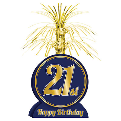 Navy Blue with Gold Lettering 21st Birthday Centerpiece