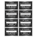 Speakeasy cardstock mugshot photo prop signs 