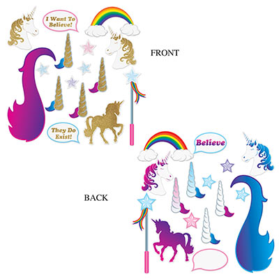 Unicorn Glittered Photo Fun Signs (Pack of 192) princess, unicorn, photo, signsm pictures, birthday, fantasy 