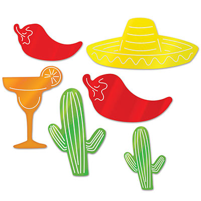 Red, Yellow, Orange and Green Foil Fiesta Silhouettes