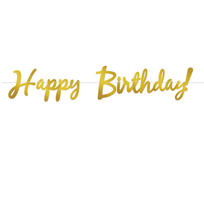 Gold Foil Happy Birthday Streamer