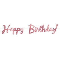 Rose Gold Foil Happy Birthday Streamers (Pack of 12) Foil Happy Birthday Streamer, happy birthday, birthday, streamer, decoration, rose gold, wholesale, inexpensive, bulk