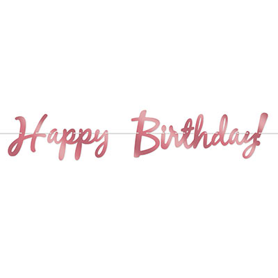 Rose Gold Foil Happy Birthday Streamers (Pack of 12) Foil Happy Birthday Streamer, happy birthday, birthday, streamer, decoration, rose gold, wholesale, inexpensive, bulk