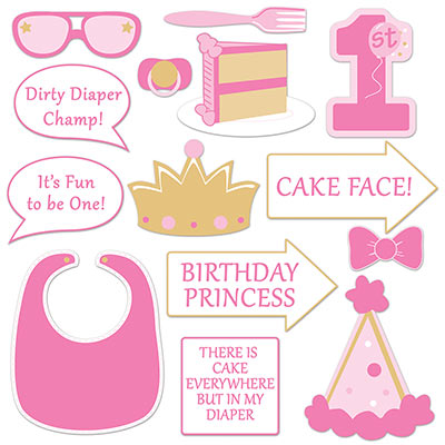 1st Birthday Photo Fun Signs for a Girl