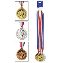 Gold, Silver & Bronze Medals with Ribbon