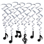 Black Musical Notes with Silver Whirls 