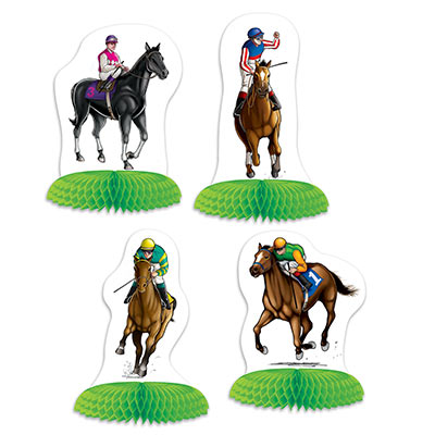 Beistle Horse Racing Mini Centerpieces – Pack Of 12, 4 Assorted Designs, 4.75-5.5 Inches