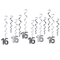 16 Whirls (Pack of 72) 16 Whirls, 16, whirls, sweet sixteen, decoration, wholesale, inexpensive, bulk, birthday