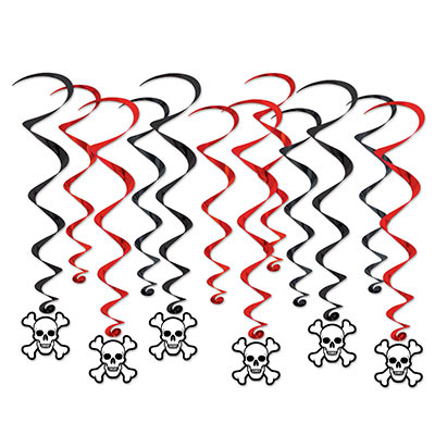 Black and Red Pirate Whirls hanging decorations