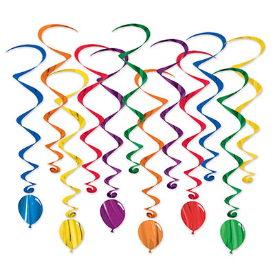 Assorted Color Balloon Whirls for a birthday party