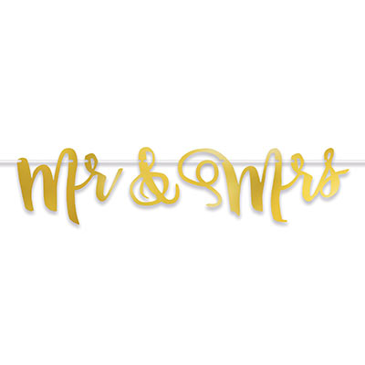 Gold Foil Mr & Mrs Streamer for a wedding 