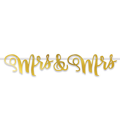 Gold Foil Mrs & Mrs Streamer for wedding hanging decoration