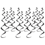 Black whirls made of shiny metallic material.