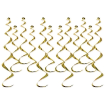 Gold whirls made of shiny metallic material.