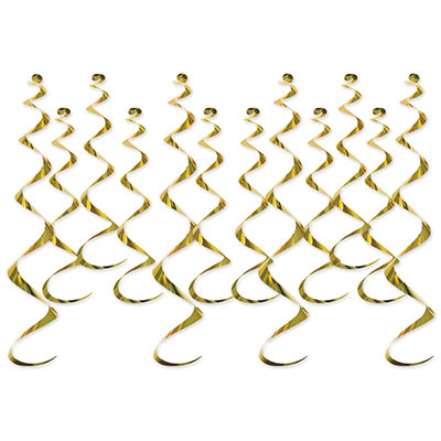 Gold whirls made of shiny metallic material.