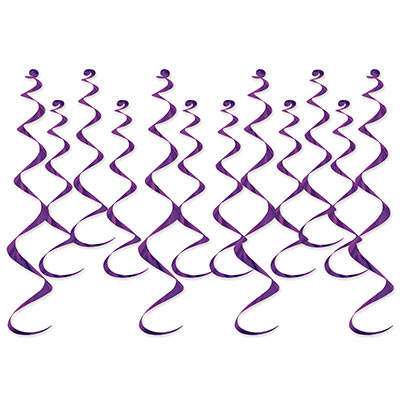 Purple whirls made of shiny metallic material.