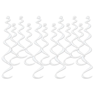White whirls made of shiny metallic material.