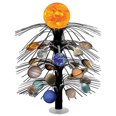 Cascade centerpiece with the solar system icons attached.