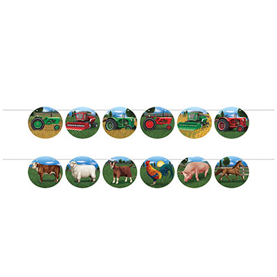 Tractor & Farm Animal Streamer Set printed on card stock material.