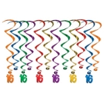 "16" Whirls (Pack of 72) "16" Whirls, 16, whirls, birthday, decoration, wholesale, inexpensive, bulk