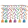 Assorted colored metallic whirls with matching "80" icon attached.