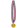 Patriotic striped ribbon with 2nd place medal made of plastic.