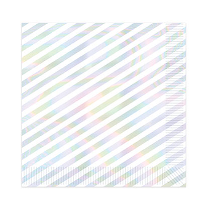 Iridescent Stripes Beverage Napkins that changes colors under light fixtures.