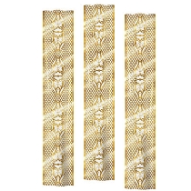 Lattice Party Panels made of clear plastic material and printed with a lattice design. 