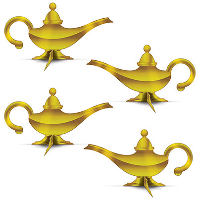 3-D Foil Lamp Centerpieces in the color gold and made of card stock material.