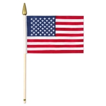 Pkgd American Flags - Fabric (Pack of 72) Packaged American Flags - Fabric, red, white, blue, flag, american, decoration, party favor, wholesale, inexpensive, bulk