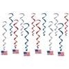 American Flag Whirls (Pack of 72) American Flag Whirls, American, flag, whirls, red, silver, blue, decoration, patriotic, july 4th, wholesale, inexpensive, bulk