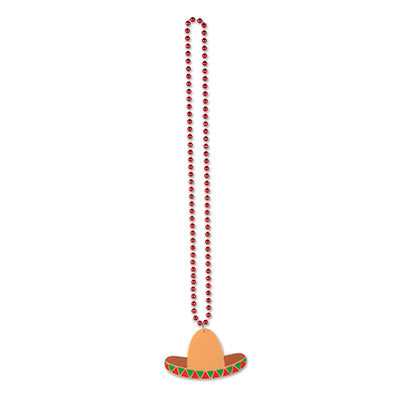 Beads with Sombrero Medallion (Pack of 12) Beads with Sombrero Medallion, sombrero, medallion, party favor, fiesta, cinco de mayo, wholesale, inexpensive, bulk