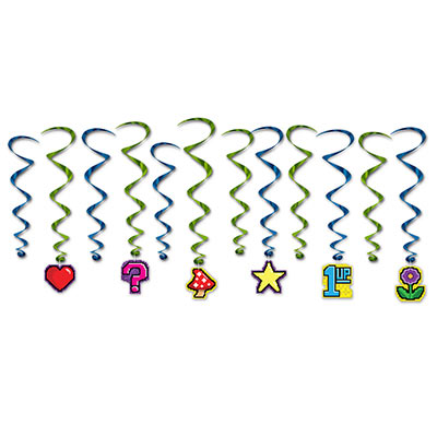 8-Bit Whirls (Pack of 72) 8-Bit Whirls, 8-bit, whirls, 80s, new years eve, decoration, wholesale, inexpensive, bulk