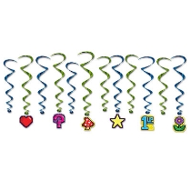 8-Bit Whirls (Pack of 72) 8-Bit Whirls, 8-bit, whirls, 80's, new year's eve, decoration, wholesale, inexpensive, bulk