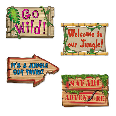Jungle Sign Cutouts (Pack of 48) Jungle Sign Cutouts, jungle, into the wild, prom, decoration, wholesale, inexpensive, bulk
