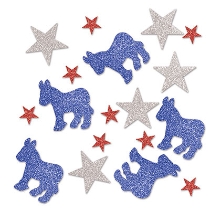 Democratic Deluxe Sparkle Confetti (Pack of 12) Democratic Deluxe Sparkle Confetti, democratic, donkey, confetti, decoration, patriotic, july 4th, wholesale, inexpensive, bulk