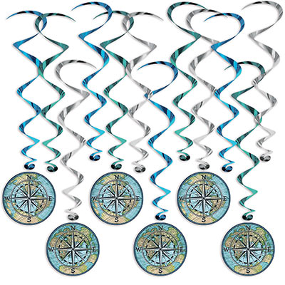 Bon Voyage Whirls (Pack of 72) Bon Voyage Whirls, bon voyage, whirls, around the world, decoration, compass, wholesale, inexpensive, bulk