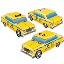 3-D Taxi Cab Centerpieces (Pack of 36) 3-D Taxi Cab Centerpieces, taxi cab, centerpiece, decoration, around the world, new year's eve, prom, wholesale, inexpensive, bulk