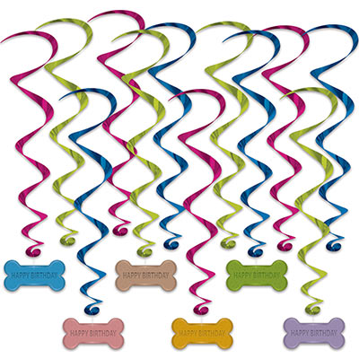 Dog Birthday Whirls (Pack of 72) Dog Birthday Whirls, dog, birthday, whirls, treat, bone, decoration, wholesale, inexpensive, bulk