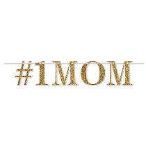 #1 Mom Streamer (Pack of 12) #1 Mom Streamer, #1 Mom, streamer, decoration, Mother's Day, wholesale, inexpensive, bulk