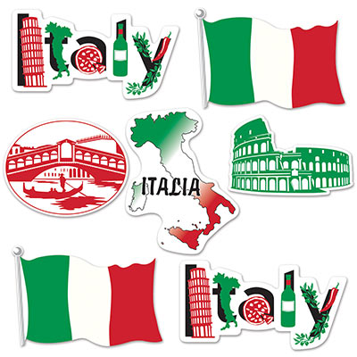 Italian Cutouts (Pack of 84) Italian Cutouts, Italy, Italian, decoration, Italy Flag. decoration, around the world, new years eve, prom, wholesale, inexpensive, bulk