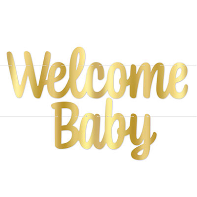 Foil Welcome Baby Streamer (Pack of 12) Foil Welcome Baby Streamer, foil, welcome baby, streamer, baby shower, decoration, wholesale, inexpensive, bulk