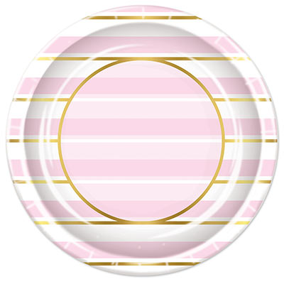Striped Plates (Pack of 96) Striped Plates, plates, pink, baby shower, girl, wholesale, inexpensive, bulk