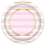 Striped Plates (Pack of 96) Striped Plates, plates, pink, baby shower, girl, wholesale, inexpensive, bulk